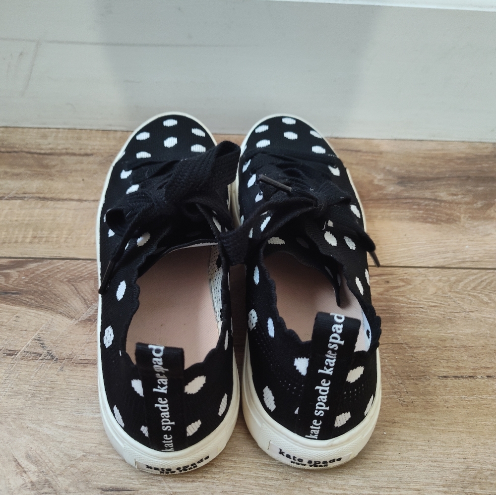 kate spade Black and White Polka Dot Lace-Up Sneakers - Picture 6 of 9